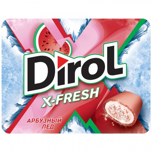 Dirol X-Fresh "Арбузный лед" жевательная резинка без сахара, 12 пачек по 16 г