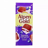 Шоколад Альпен Гольд молочный с чернично-йогурт.нач. 90 г