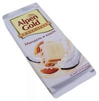 Шоколад Альпен Гольд белый с минд. и кокос. струж.  90 г